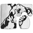 thumbnail image 1 of PUDMAD Pit Bull Cartoon 3 Piece Bathroom Rugs Set Bath Rug Contour Mat and Toilet Lid Cover, 1 of 2