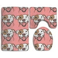 thumbnail image 1 of PUDMAD Pit Bull Smile 3 Piece Bathroom Rugs Set Bath Rug Contour Mat and Toilet Lid Cover, 1 of 2