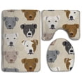 thumbnail image 1 of PUDMAD Pitbull Heads 3 Piece Bathroom Rugs Set Bath Rug Contour Mat and Toilet Lid Cover, 1 of 2