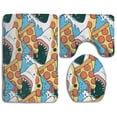 thumbnail image 1 of PUDMAD Pizza Shark 3 Piece Bathroom Rugs Set Bath Rug Contour Mat and Toilet Lid Cover, 1 of 2