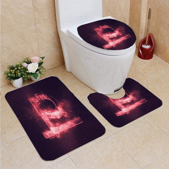 PUDMAD Planet Jupiter Symbol Jupiter Sign Abstract Night Sky 3 Piece Bathroom Rugs Set Bath Rug Contour Mat and Toilet Lid Cover