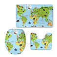 thumbnail image 1 of PUDMAD Plant Map r 3 Piece Bathroom Rugs Set Bath Rug Contour Mat and Toilet Lid Cover, 1 of 2