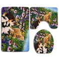 thumbnail image 1 of PUDMAD Playful Cats Kitten Flowers 3 Piece Bathroom Rugs Set Bath Rug Contour Mat and Toilet Lid Cover, 1 of 2