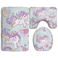 thumbnail image 1 of PUDMAD Playing Unicorn 3 Piece Bathroom Rugs Set Bath Rug Contour Mat and Toilet Lid Cover, 1 of 2