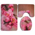 thumbnail image 1 of PUDMAD Plum Blooming Flower 3 Piece Bathroom Rugs Set Bath Rug Contour Mat and Toilet Lid Cover, 1 of 2