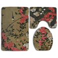 thumbnail image 1 of PUDMAD Plum Blossom Bird 3 Piece Bathroom Rugs Set Bath Rug Contour Mat and Toilet Lid Cover, 1 of 2