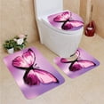 thumbnail image 1 of PUDMAD Polygonal Butterfly Gradient 3 Piece Bathroom Rugs Set Bath Rug Contour Mat and Toilet Lid Cover, 1 of 2