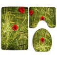 thumbnail image 1 of PUDMAD Poppies 3 Piece Bathroom Rugs Set Bath Rug Contour Mat and Toilet Lid Cover, 1 of 2
