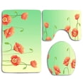 thumbnail image 1 of PUDMAD Poppy Flavor 3 Piece Bathroom Rugs Set Bath Rug Contour Mat and Toilet Lid Cover, 1 of 2