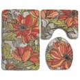 thumbnail image 1 of PUDMAD Poppy Roses Flowers 3 Piece Bathroom Rugs Set Bath Rug Contour Mat and Toilet Lid Cover, 1 of 2