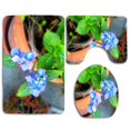 thumbnail image 1 of PUDMAD Potted Blue Flowers 3 Piece Bathroom Rugs Set Bath Rug Contour Mat and Toilet Lid Cover, 1 of 2