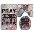 thumbnail image 1 of PUDMAD Pray More Worry Less 3 Piece Bathroom Rugs Set Bath Rug Contour Mat and Toilet Lid Cover, 1 of 2