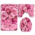 thumbnail image 1 of PUDMAD Pretty in Pink 3 Piece Bathroom Rugs Set Bath Rug Contour Mat and Toilet Lid Cover, 1 of 2