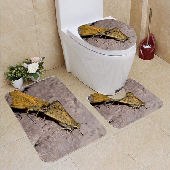 PUDMAD Procreation Cal 3 Piece Bathroom Rugs Set Bath Rug Contour Mat and Toilet Lid Cover