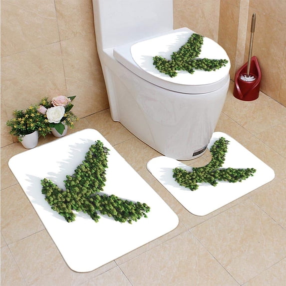 PUDMAD Protect Eagles Habitat 3 Piece Bathroom Rugs Set Bath Rug Contour Mat and Toilet Lid Cover