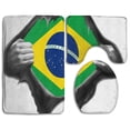 thumbnail image 1 of PUDMAD Proud to Be Brazilians 3 Piece Bathroom Rugs Set Bath Rug Contour Mat and Toilet Lid Cover, 1 of 2