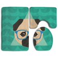 thumbnail image 1 of PUDMAD Pug Dog 3 Piece Bathroom Rugs Set Bath Rug Contour Mat and Toilet Lid Cover, 1 of 2