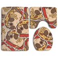 thumbnail image 1 of PUDMAD Pug Pizza 3 Piece Bathroom Rugs Set Bath Rug Contour Mat and Toilet Lid Cover, 1 of 2