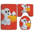 thumbnail image 1 of PUDMAD Pumpkin Clipart Ghost 3 Piece Bathroom Rugs Set Bath Rug Contour Mat and Toilet Lid Cover, 1 of 2