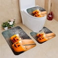 thumbnail image 1 of PUDMAD Pumpkin Drink Halloween Party 3 Piece Bathroom Rugs Set Bath Rug Contour Mat and Toilet Lid Cover, 1 of 2