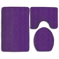 thumbnail image 1 of PUDMAD Purple 3 Piece Bathroom Rugs Set Bath Rug Contour Mat and Toilet Lid Cover, 1 of 2