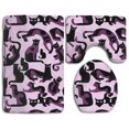 thumbnail image 1 of PUDMAD Purple Cat 3 Piece Bathroom Rugs Set Bath Rug Contour Mat and Toilet Lid Cover, 1 of 2