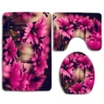 thumbnail image 1 of PUDMAD Purple Daisy Flowers 3 Piece Bathroom Rugs Set Bath Rug Contour Mat and Toilet Lid Cover, 1 of 2