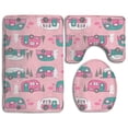 thumbnail image 1 of PUDMAD Purple Flower 3 Piece Bathroom Rugs Set Bath Rug Contour Mat and Toilet Lid Cover, 1 of 2