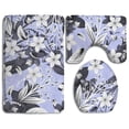 thumbnail image 1 of PUDMAD Purple Flower 3 Piece Bathroom Rugs Set Bath Rug Contour Mat and Toilet Lid Cover, 1 of 2