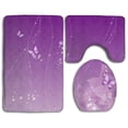 thumbnail image 1 of PUDMAD Purple Flowers 3 Piece Bathroom Rugs Set Bath Rug Contour Mat and Toilet Lid Cover, 1 of 2