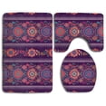thumbnail image 1 of PUDMAD Purple Flowers Texture 3 Piece Bathroom Rugs Set Bath Rug Contour Mat and Toilet Lid Cover, 1 of 2