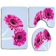 thumbnail image 1 of PUDMAD Purple Gerbera Daisies 3 Piece Bathroom Rugs Set Bath Rug Contour Mat and Toilet Lid Cover, 1 of 2
