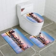 thumbnail image 1 of PUDMAD Purple New York City Sunset 3 Piece Bathroom Rugs Set Bath Rug Contour Mat and Toilet Lid Cover, 1 of 2