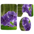 thumbnail image 1 of PUDMAD Purple Orchids 3 Piece Bathroom Rugs Set Bath Rug Contour Mat and Toilet Lid Cover, 1 of 2