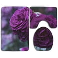 thumbnail image 1 of PUDMAD Purple Rose Family 3 Piece Bathroom Rugs Set Bath Rug Contour Mat and Toilet Lid Cover, 1 of 2
