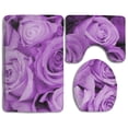 thumbnail image 1 of PUDMAD Purple Roses Wedding Arrangement 3 Piece Bathroom Rugs Set Bath Rug Contour Mat and Toilet Lid Cover, 1 of 2
