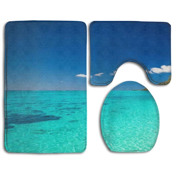 PUDMAD Purple Starry Sky 3 Piece Bathroom Rugs Set Bath Rug Contour Mat and Toilet Lid Cover