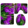 thumbnail image 1 of PUDMAD Purple Strange Flowers 3 Piece Bathroom Rugs Set Bath Rug Contour Mat and Toilet Lid Cover, 1 of 2