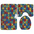 thumbnail image 1 of PUDMAD Puzzle Piece Colorful Toy 3 Piece Bathroom Rugs Set Bath Rug Contour Mat and Toilet Lid Cover, 1 of 2