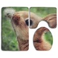 thumbnail image 1 of PUDMAD Rabbit Bunny Patterned 3 Piece Bathroom Rugs Set Bath Rug Contour Mat and Toilet Lid Cover, 1 of 2