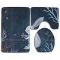 thumbnail image 1 of PUDMAD Rabbit and Flower 3 Piece Bathroom Rugs Set Bath Rug Contour Mat and Toilet Lid Cover, 1 of 2