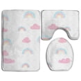 thumbnail image 1 of PUDMAD Rainbow 3 Piece Bathroom Rugs Set Bath Rug Contour Mat and Toilet Lid Cover, 1 of 2