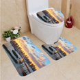thumbnail image 1 of PUDMAD Rainbow Bridge 3 Piece Bathroom Rugs Set Bath Rug Contour Mat and Toilet Lid Cover, 1 of 2
