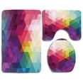 thumbnail image 1 of PUDMAD Rainbow Colorful Abstract Geometric Triangles Polygon and Ohter Shapes Rainbow 3 Piece Bathroom Rugs Set Bath Rug Contour Mat and Toilet Lid Cover, 1 of 2