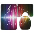 thumbnail image 1 of PUDMAD Rainbow Music Notes 3 Piece Bathroom Rugs Set Bath Rug Contour Mat and Toilet Lid Cover, 1 of 2