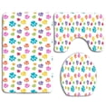 thumbnail image 1 of PUDMAD Rainbow Paw Prints 3 Piece Bathroom Rugs Set Bath Rug Contour Mat and Toilet Lid Cover, 1 of 2