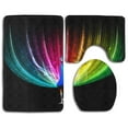 thumbnail image 1 of PUDMAD Rainbow Peacock Painting 3 Piece Bathroom Rugs Set Bath Rug Contour Mat and Toilet Lid Cover, 1 of 2