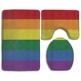 thumbnail image 1 of PUDMAD Rainbow Pride Flag 3 Piece Bathroom Rugs Set Bath Rug Contour Mat and Toilet Lid Cover, 1 of 2
