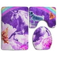 thumbnail image 1 of PUDMAD Rainbow Pug 3 Piece Bathroom Rugs Set Bath Rug Contour Mat and Toilet Lid Cover, 1 of 2