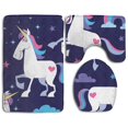 thumbnail image 1 of PUDMAD Rainbow Unicorn Stars and Clouds 3 Piece Bathroom Rugs Set Bath Rug Contour Mat and Toilet Lid Cover, 1 of 2